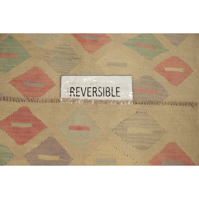 Hand Woven Oriental 100% Wool Carpet Southwestern Modern Multi-Colored Kilim Runner Rug - 11' 10'' X 2' 6''