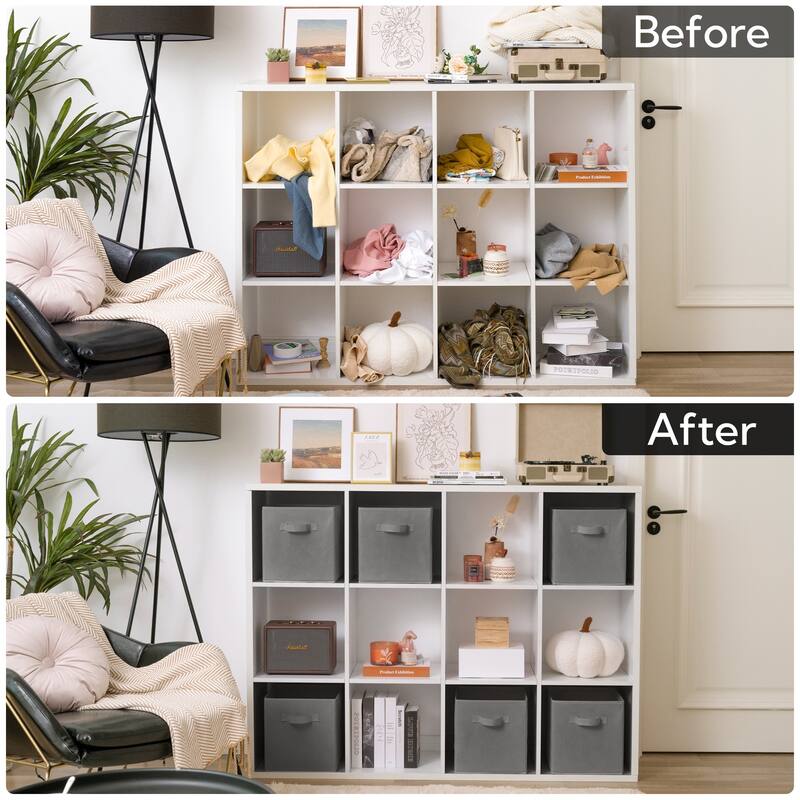 6 Pack Fabric Storage Cube Bins, Collapsible Cube Organizers with Handles