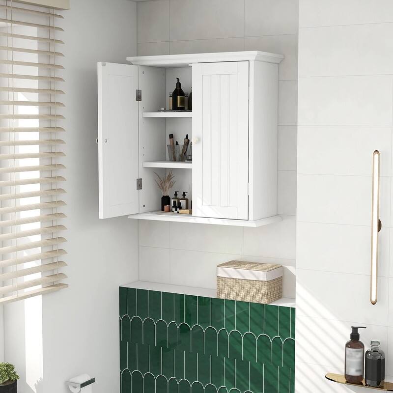 Bathroom Wall Cabinet, Over The Toilet Space Saver Storage Cabinet - 8.8"D x 21.1"W x 24"H