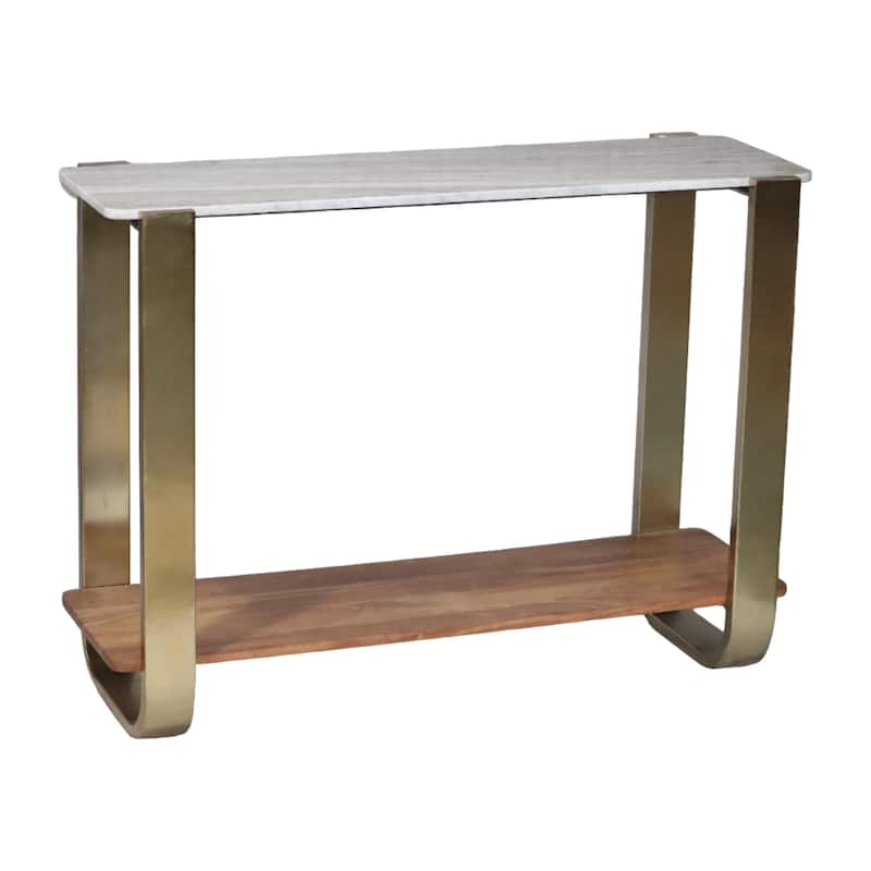 Sagebrook Home Modern Glam 31"H Gold Marble Top Console Table - 42"x15"x31"