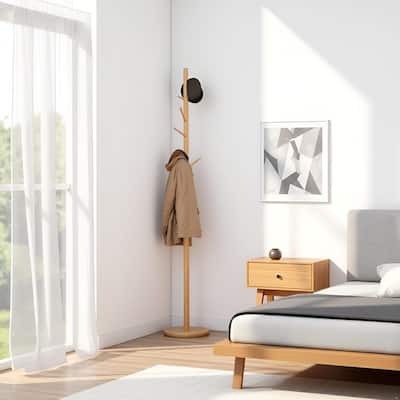 Made4Home Teylers Solid Wood 8-Hook Freestanding Coat Rack