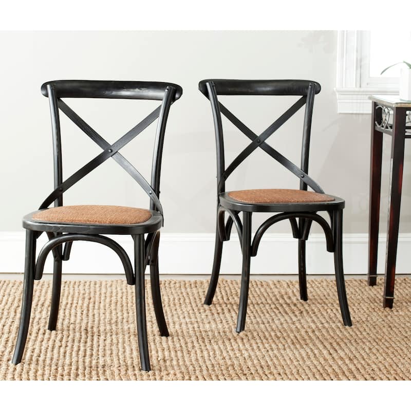 SAFAVIEH Zalya x-Back Antique White Dining Chair (Set of 2) - 20"Wx21"Dx35"H - Antique Black