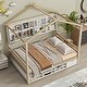preview thumbnail 18 of 21, Full Pine Wood House Bed w/Roof,Bedside-Shelves,Under Bed Storage Unit