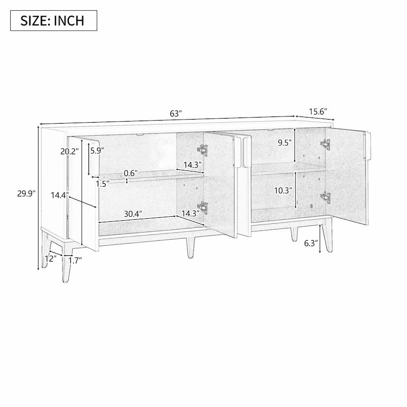 Storage Cabinet Sideboard Wooden Cabinet with 4 Doors
