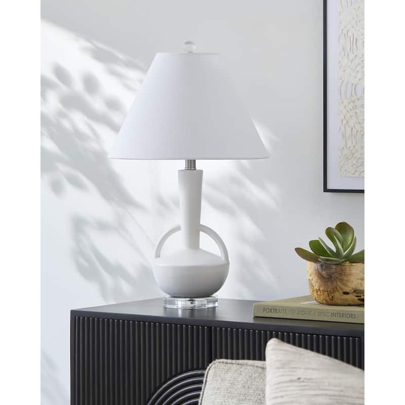 Livabliss Zenbow Modern Accent Table Lamp - 25"H x 15"W x 15"D - White