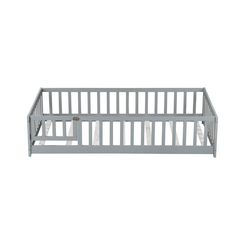 Floor Bed with Fence and Door,Perfect for Kids' Play,and Independence Promotion