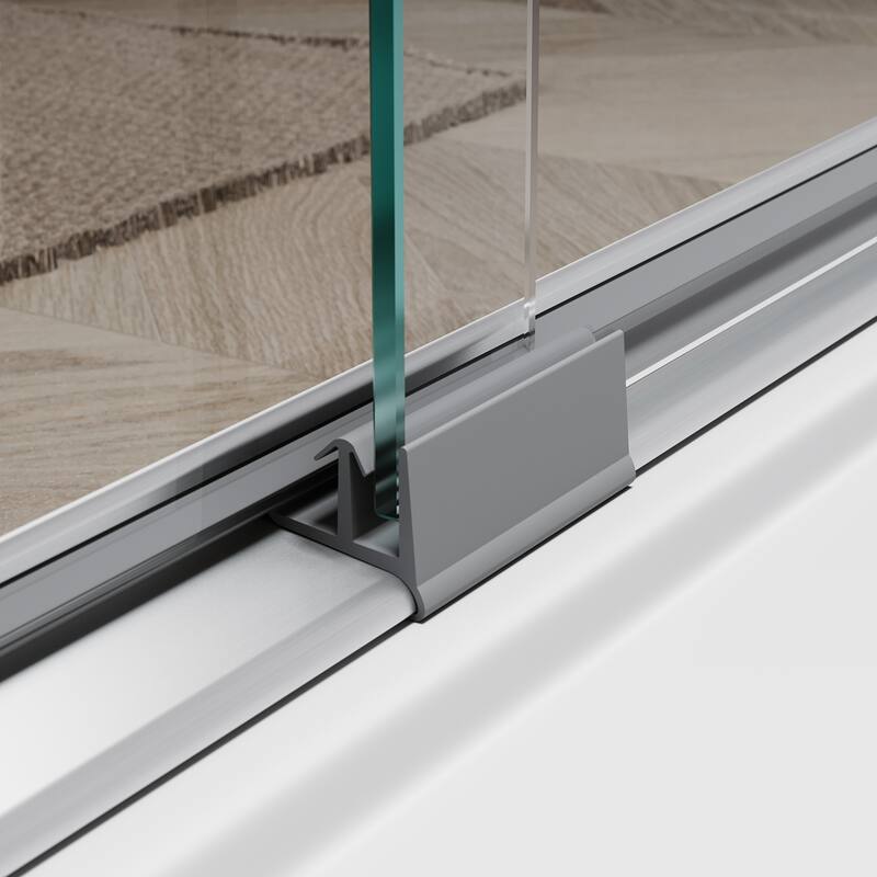 Elegant Double Sliding Shower Door 46.5 in.- 48 in. W x 72 in. H in Brushed Nickel Finish