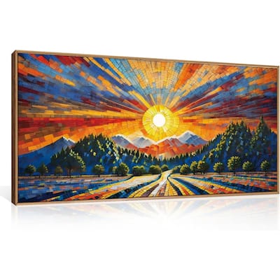 Colorful Boho Mountain Framed Canvas Wall Art Set
