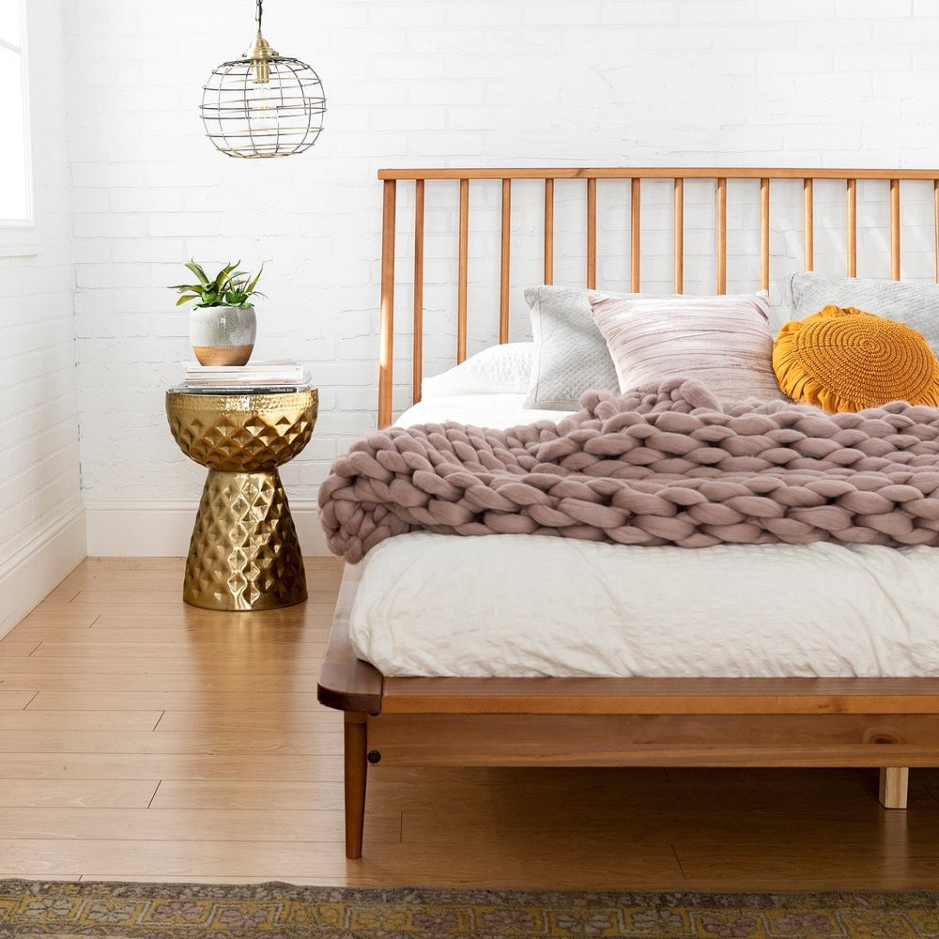 Solid pine deals wood spindle bed
