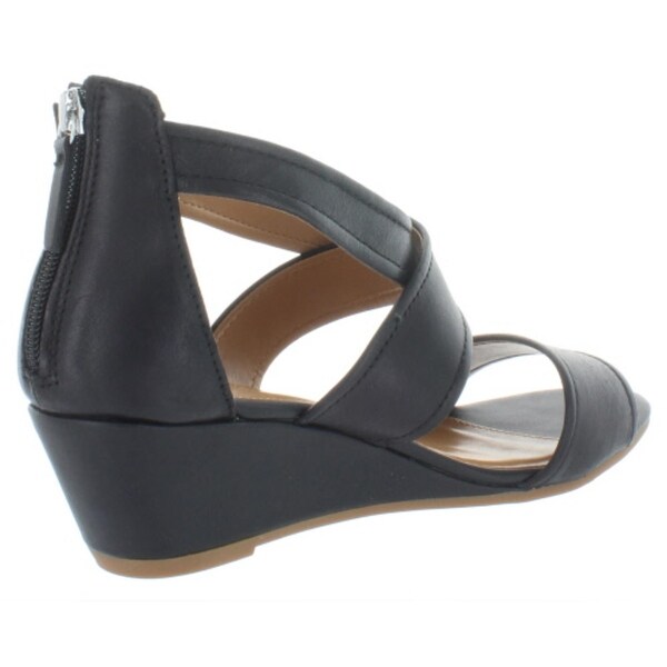 womens black leather wedge sandals