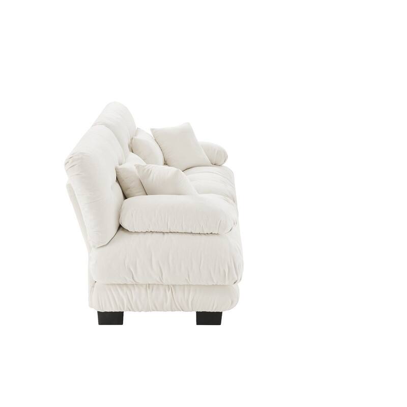 Rossetta 2 - Seat Exquisite Cloud Couch Chenille Sofa with Lumbar and Throw Pillows