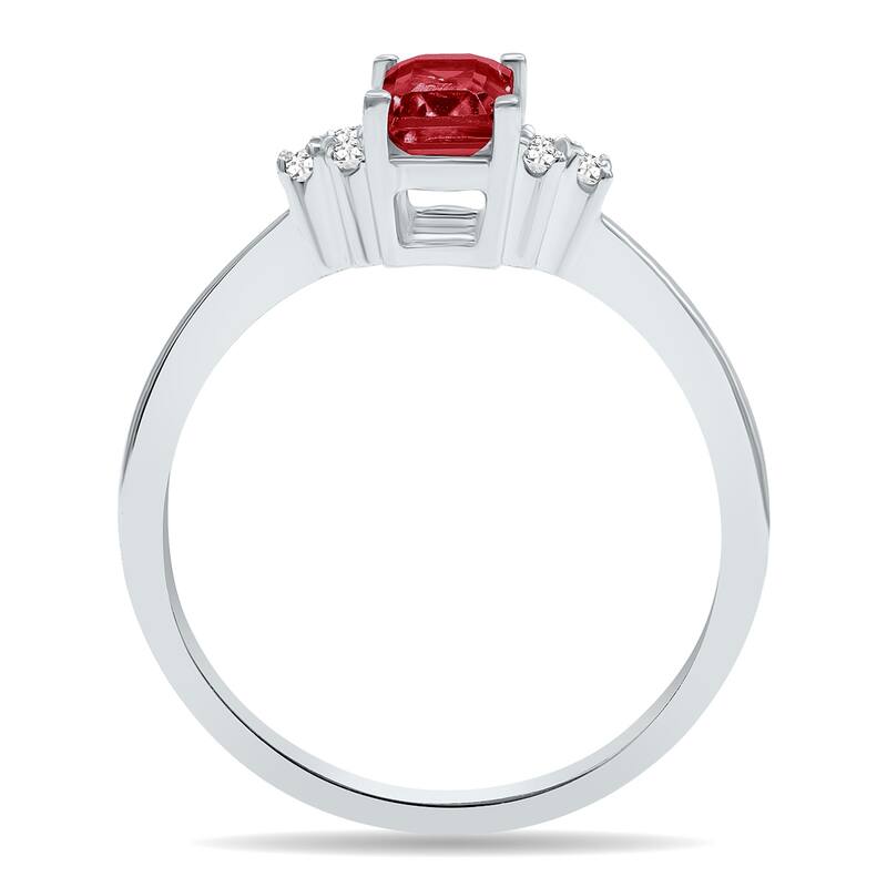 Garnet and Diamond Regal Ring in 10k White Gold