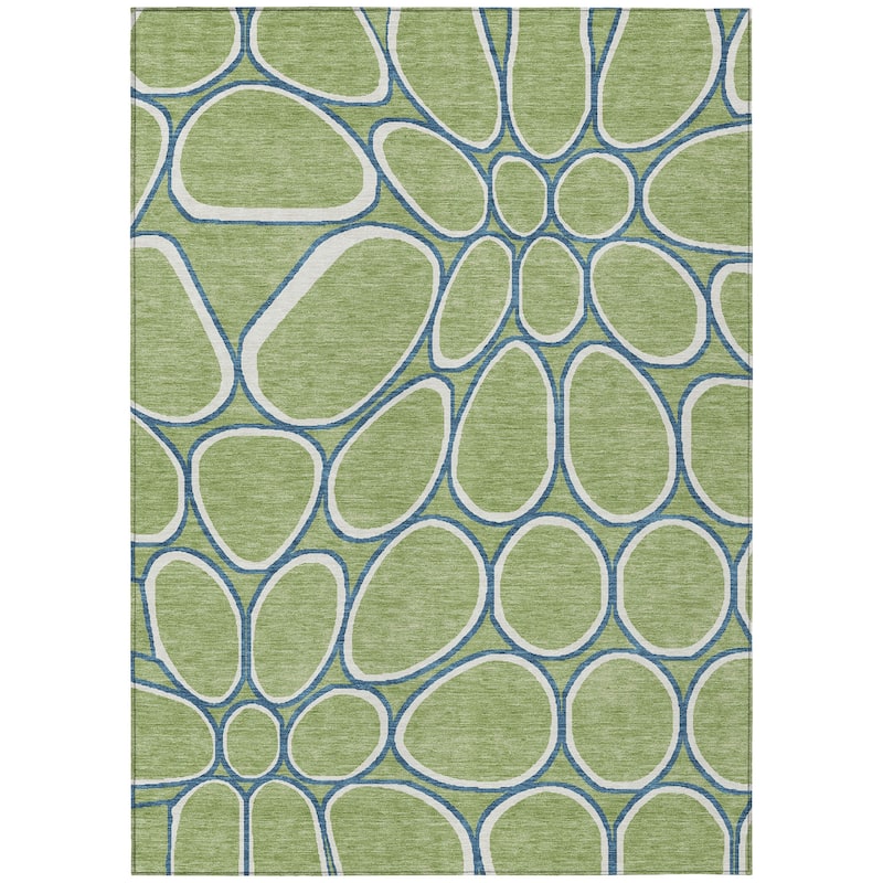 Machine Washable Indoor/ Outdoor Modern Bubbles Chantille Rug
