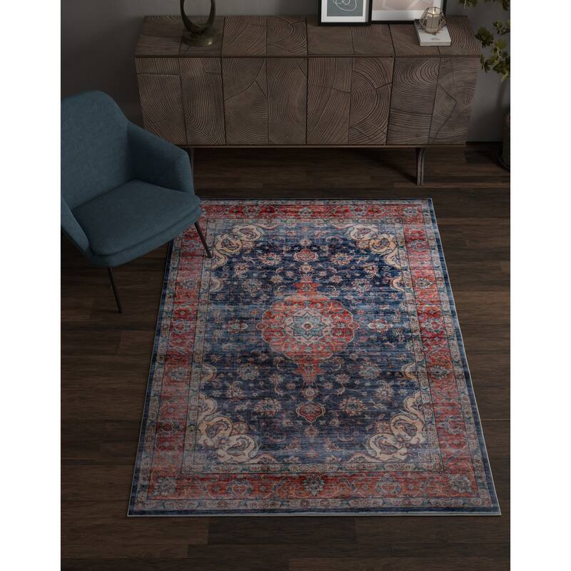 Domani Comfort Distressed At Midnight Boho Faux Fur Rug