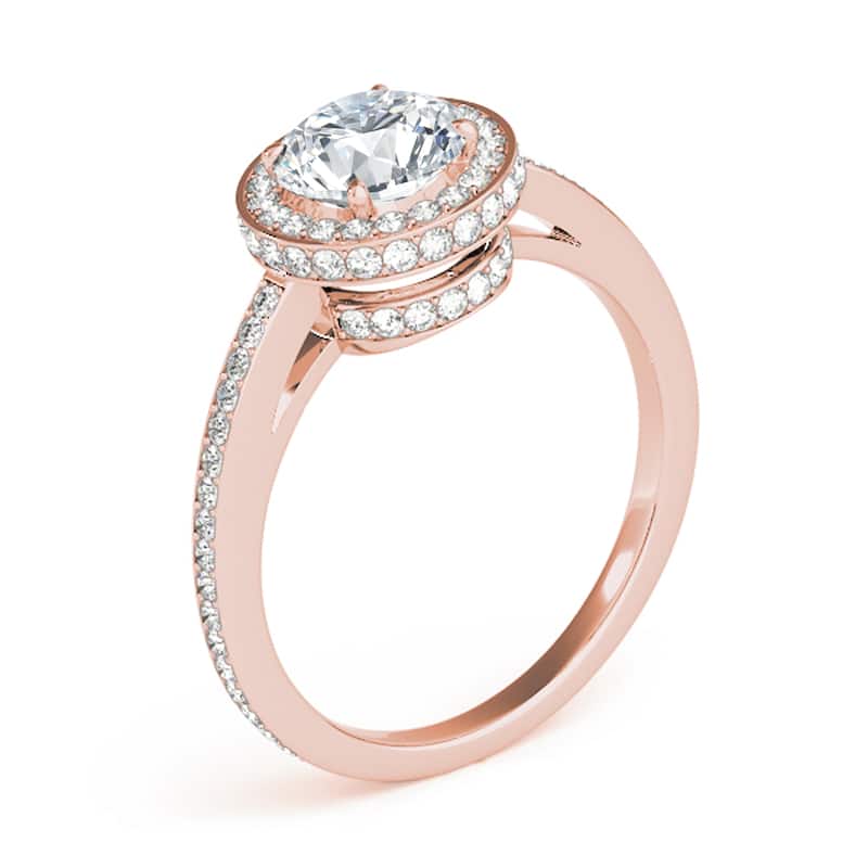 Auriya 14k Rose Gold Lab Grown Round Diamond Halo Engagement Ring 0.50 to 5.00 ct. tw. (F-G VS)