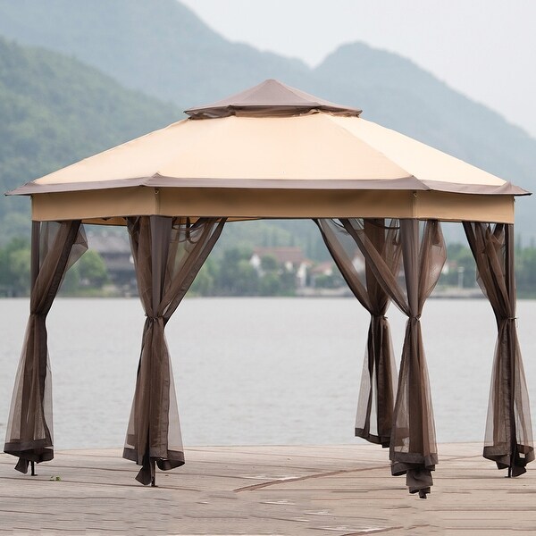 Details about   Lonabr Hexagon Gazebo Pop Up Tent Canopy Mosquito Netting Sun Shelter Wedding 