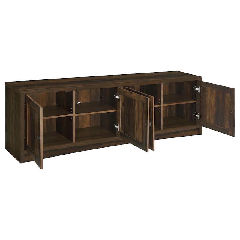 Donna TV Stand Media Cabinet with 4 Doors, Dark Brown Melamine 78 Inch
