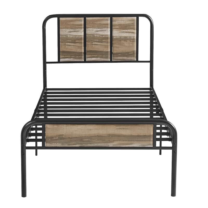 Javlergo Platform Bed Frame with Wooden Headboard, No Box Spring Needed, Slate