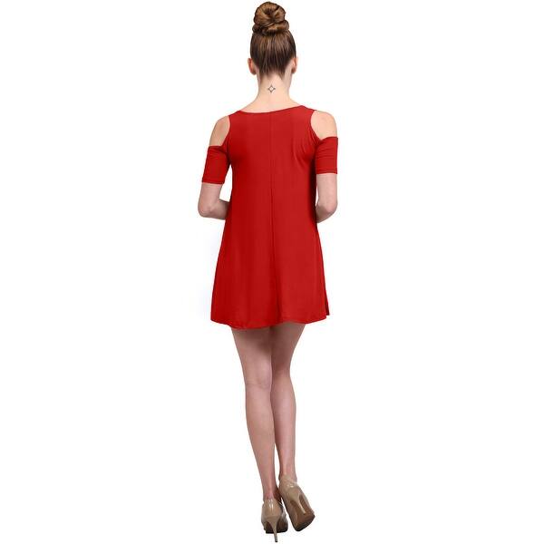 Shop Ne People Women S Casual Solid Off Shoulder Short Sleeve Shift Dress Free Shipping On Orders Over 45 Overstock 20712921
