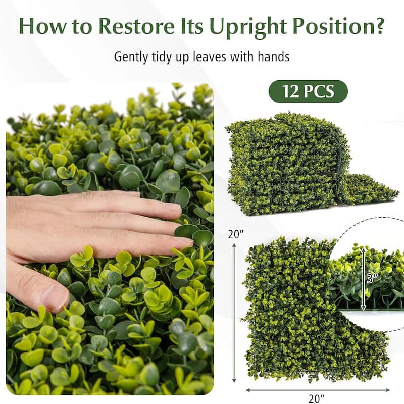 12 PCS Artificial Boxwood Panels Garden Privacy Fence Screen