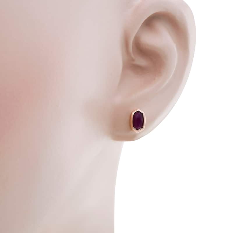 Kendra Scott Nellie 14K Rose Gold and Ruby Stud Earrings - Rose Gold - 0.33" x 0.21"