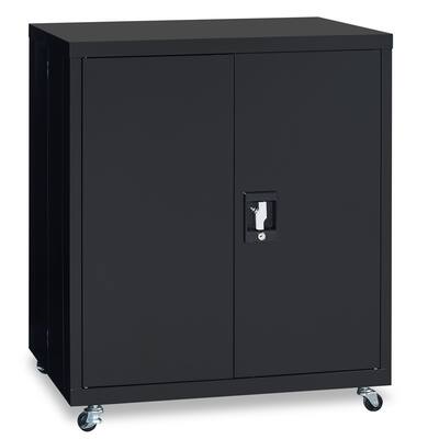 Black Wooden File Cabinet with Lock, 2 Cabinets