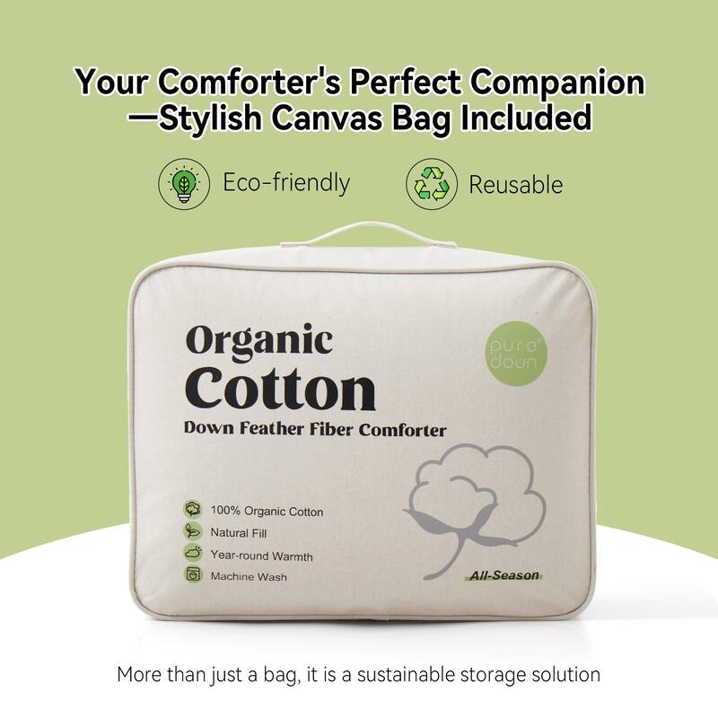 All Season 100% Organic Cotton Down Breathable Duvet Insert Medium Warmth Comforter