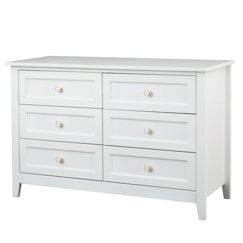 6 Drawer Dresser Bar Storge Cabinet Lockers with Retro Round Handle