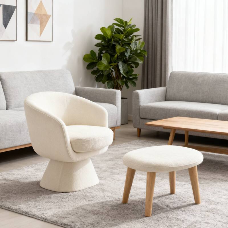 Lazy Chair with Ottoman, Modern Lounge Accent Chair, Leisure Upholstered Sofa Chair, Reading Chair with Footrest