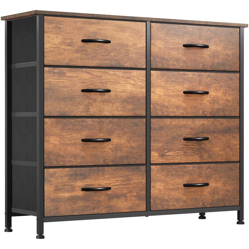 Moasis 8-drawer Dresser with Steel Frame, Wooden Top, Wooden Grain - 8-drawer