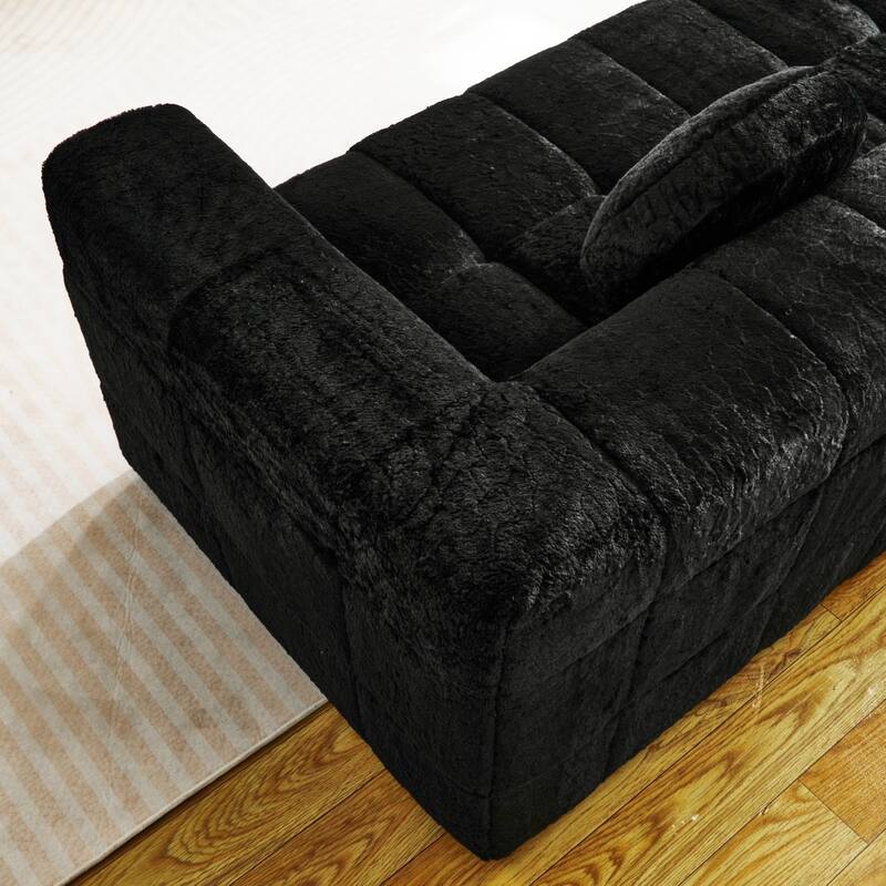 5-seater Boneless Foam Couch with Four Circular Throw Pillows