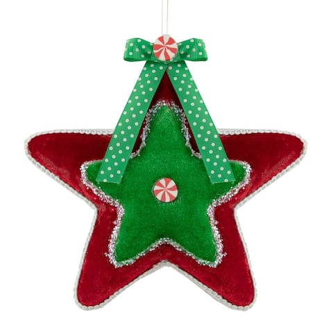 8" Red and Green Peppermint Star Christmas Ornament