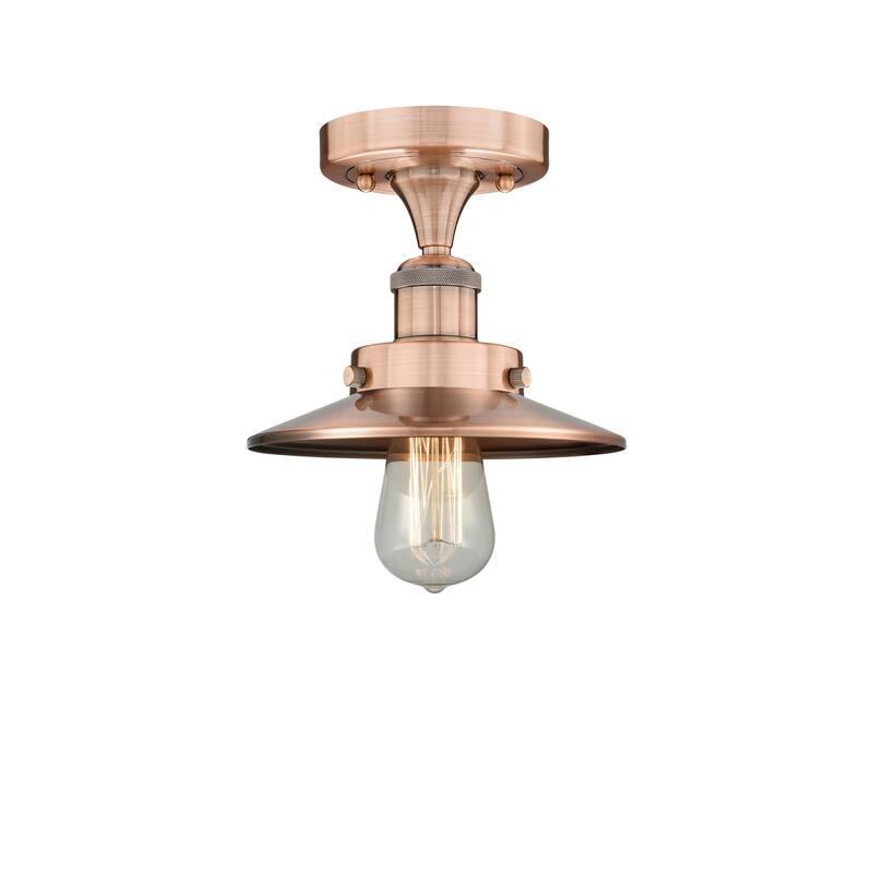 Innovations Lighting Edison - 1 Light 8" Semi-Flush Mount - 2"H Shade - Antique Copper