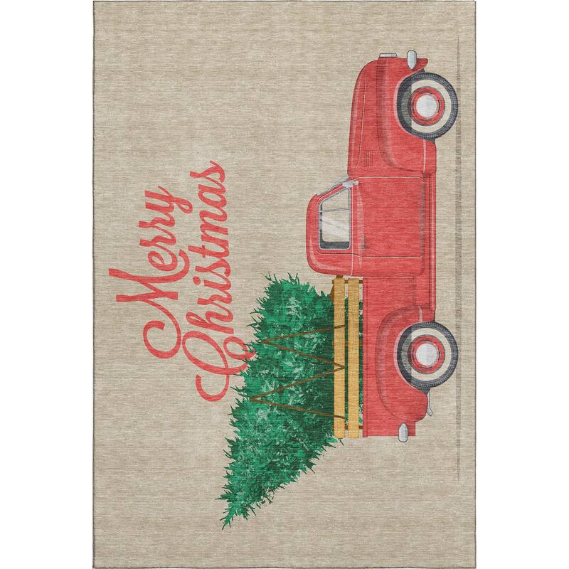 Premium Washable Super Soft Merry Christmas Pickup Tree Mayfield Rug