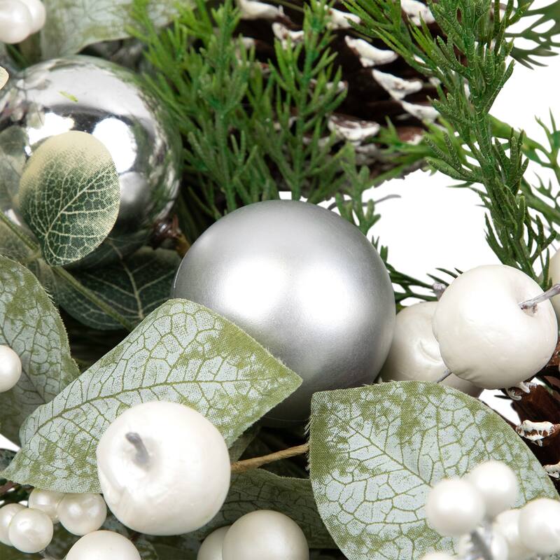 Mixed Pine with Pinecones and Ornaments Artificial Christmas Wreath - 28" - Unlit