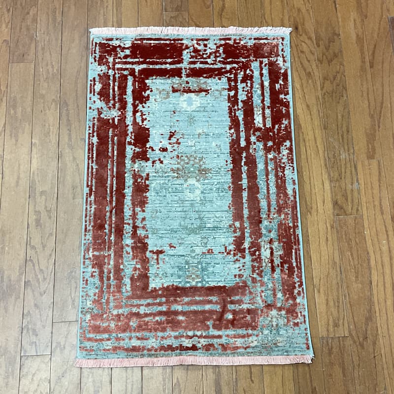 HERAT ORIENTAL Turkish Modern Erased Design Wool & Silk Rug - 2' x 2'11"