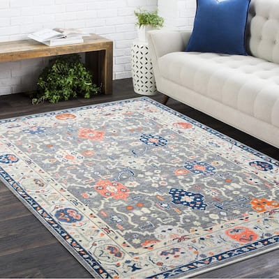 Contemporary Floral Light Gray Area Rug