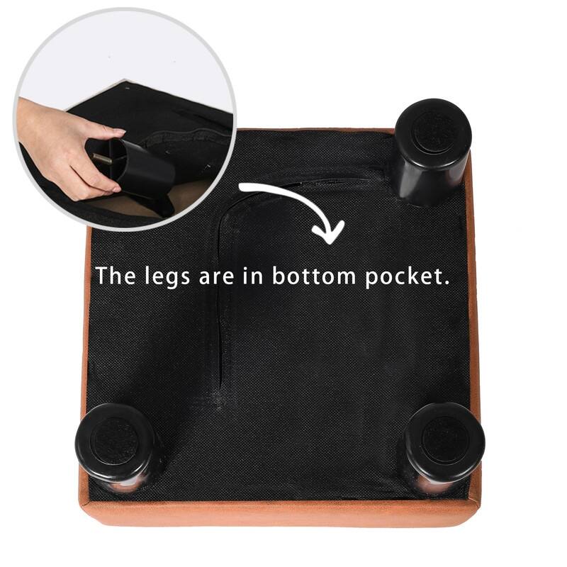 Adeco Square Footrest Stool Faux Leather Ottoman for Living Room