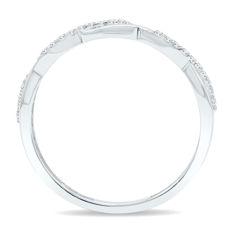 Women's 1/10 Carat TW Diamond Braided Wedding Band in 10K White Gold