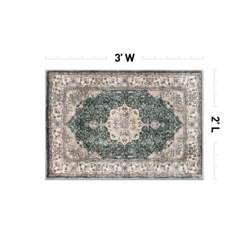 World Rug Gallery Traditional Oriental Medallion Washable Non Slip Area Rug