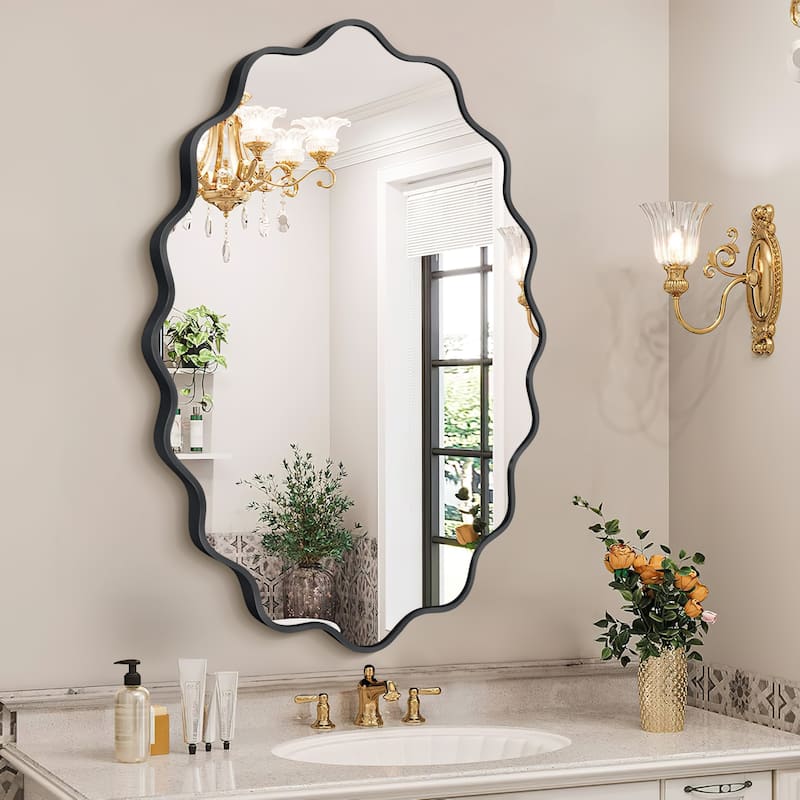 ALuminum Alloy Framed Wavy Oval Wall Mirror