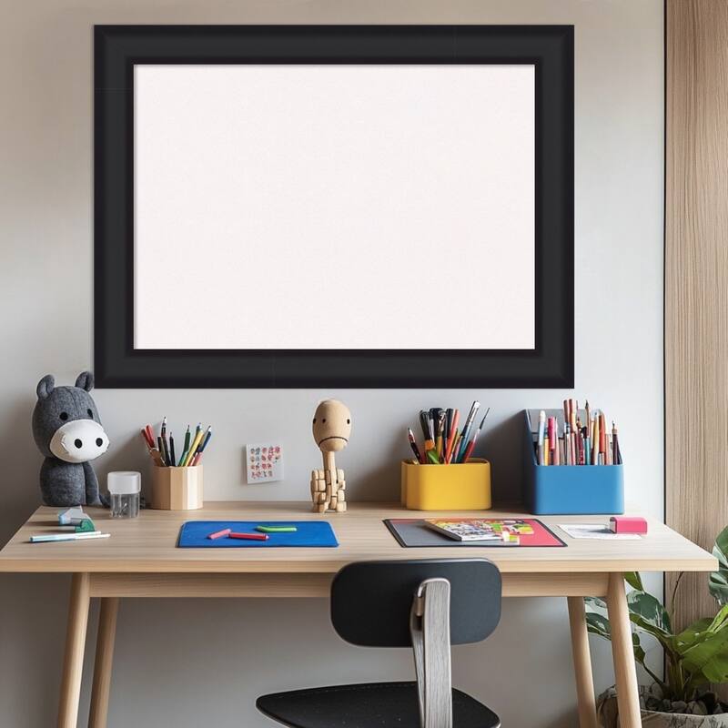 Oliver Black Wood Framed Cork Board - Bulletin Board, Organization Board, Pin Board