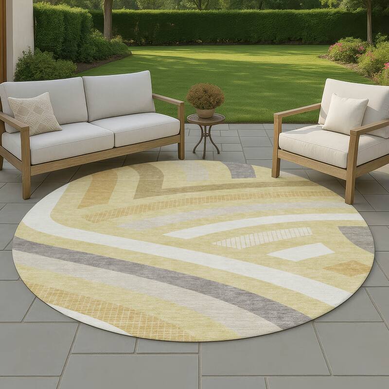 Machine Washable Indoor/ Outdoor Modern Jalen Chantille Rug - Wheat - 8' x 8'