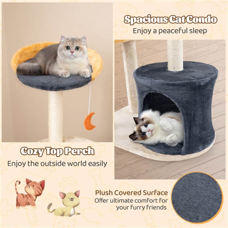 Cat Tree With Sisal Grab Post And Board - 24” x 16” x 50” (L x W x H)