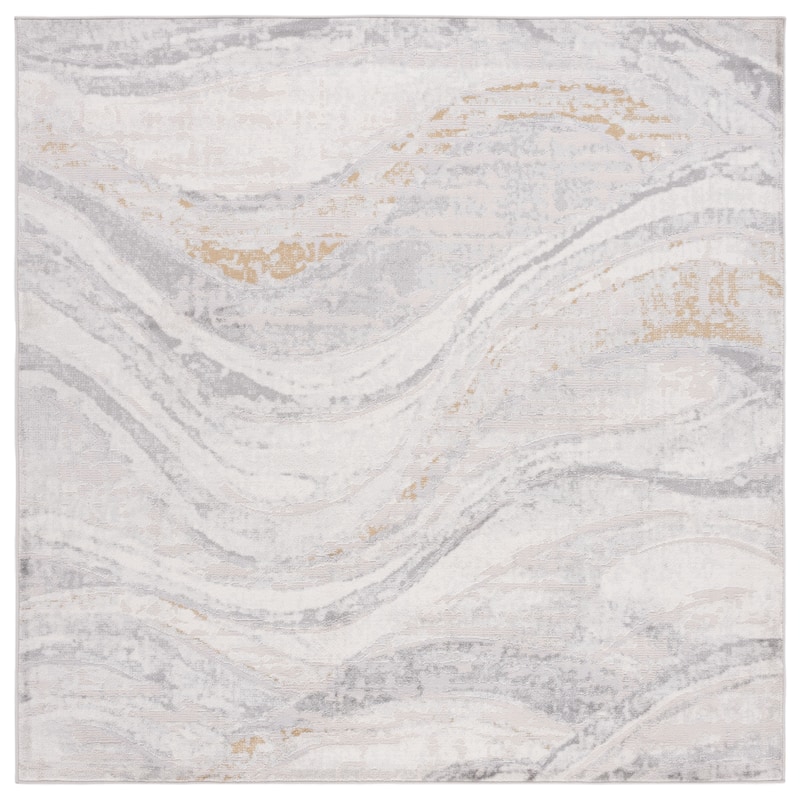 SAFAVIEH Palma Lovey Modern Abstract Rug - 3' Square - Beige/Light Grey