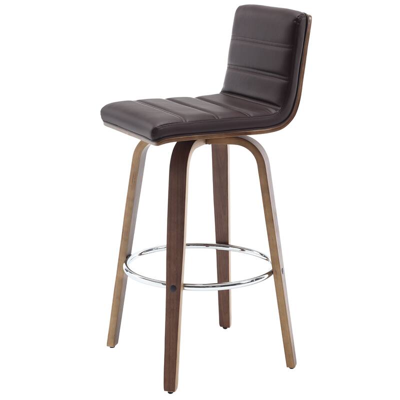 Modern Leather Upholstered Swivel Counter/Bar Stools, Set of 2