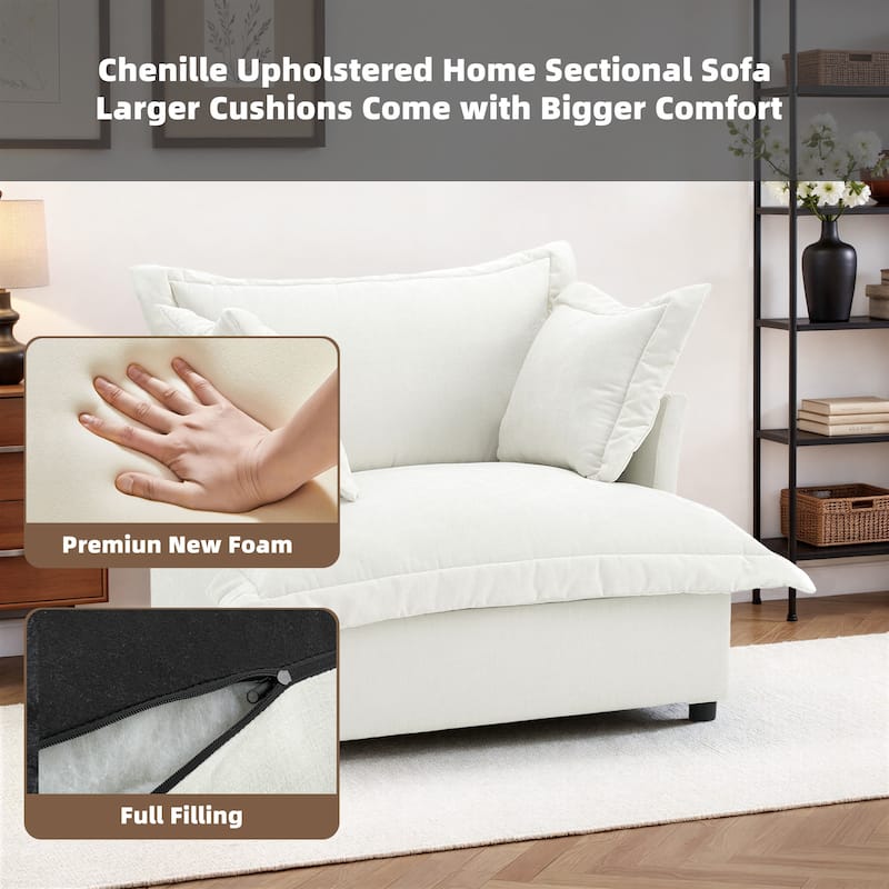 Double Layer Cushion Comfy Cloud Modular Sectional Sofa Couch Ottoman