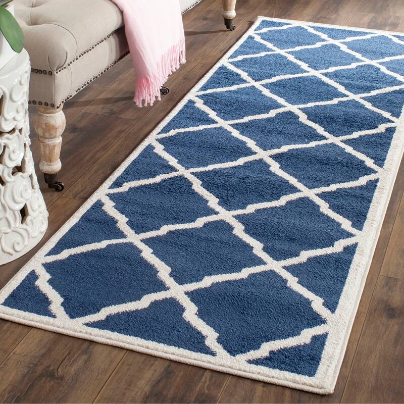 SAFAVIEH Amherst Teresinha Modern Rug - 2'3" x 15' Runner - Navy/Beige
