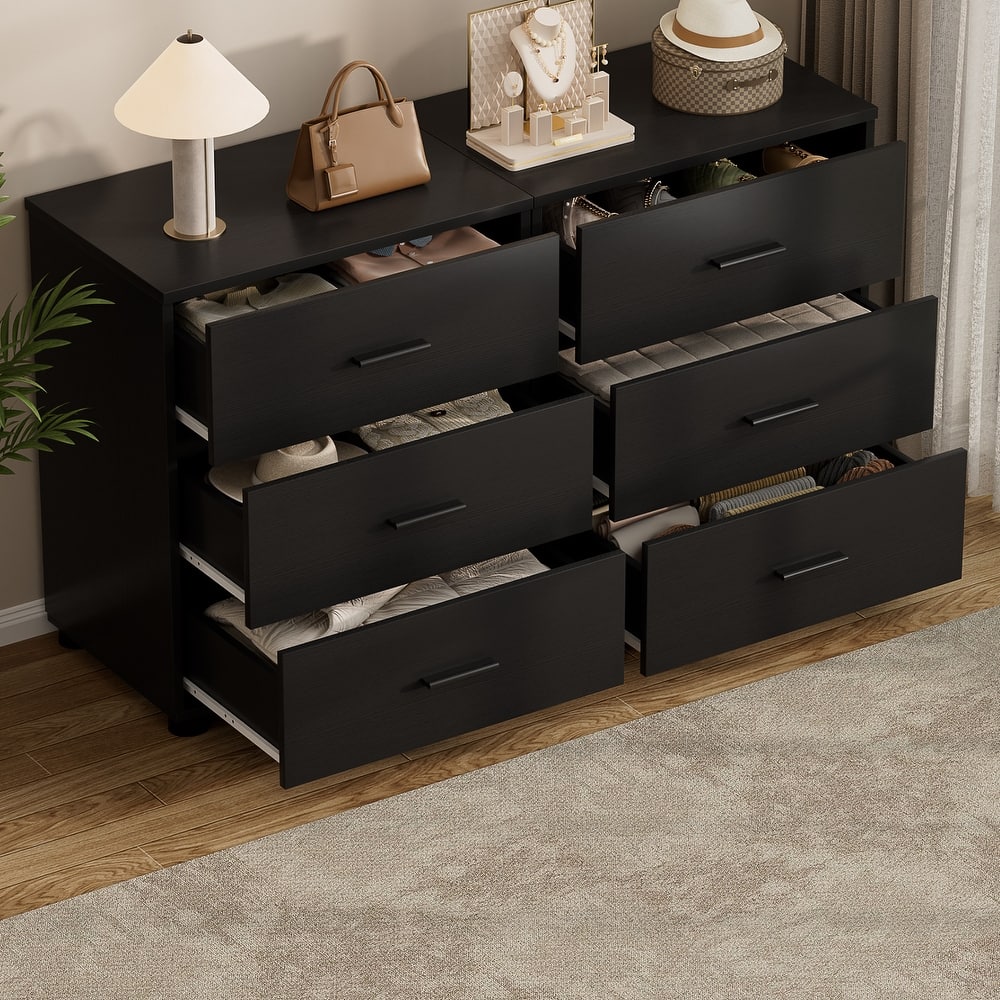 2-Pack Dressers with 6 Storage Drawers, Closet Organizers for Bedroom and Walk-in Closet