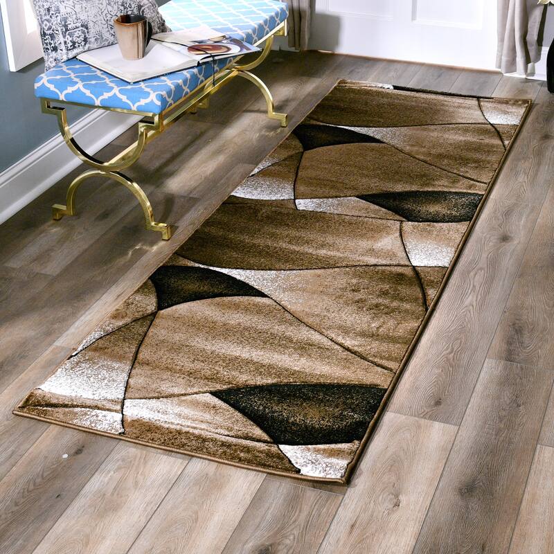 Orelsi Collection Abstract Area Rug - 2'8'' X 8'1'' - Brown/Beige